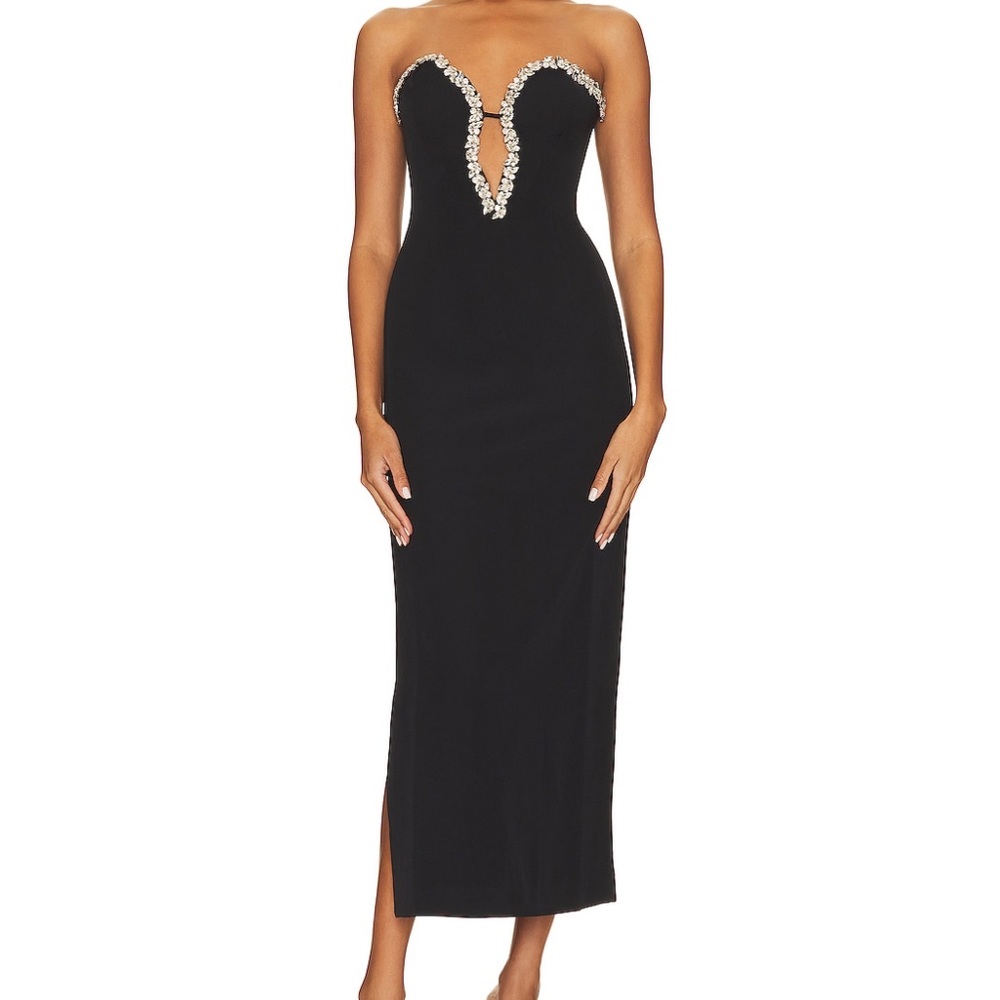 Bardot Black Strapless Dress with Silver Accents - Picture 3 of 10